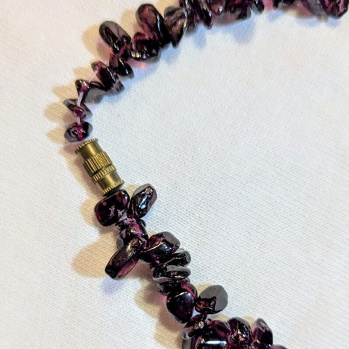 Vintage Garnet Necklace with Brass Clasp, Like New
