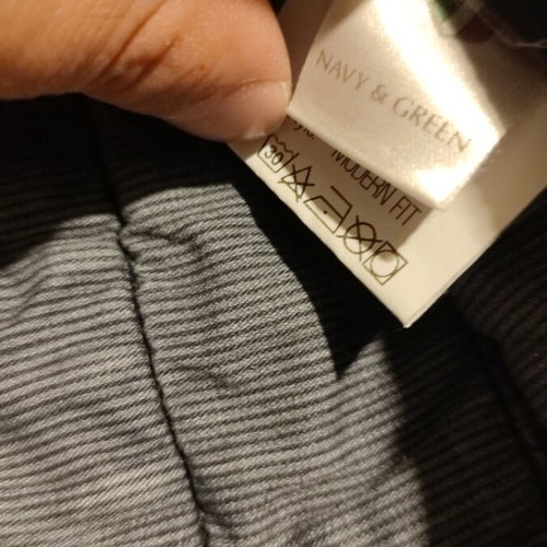 Navy&Green fabric trousers
