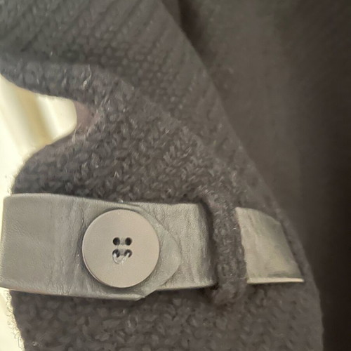 Depolo wool coat used with leather details black