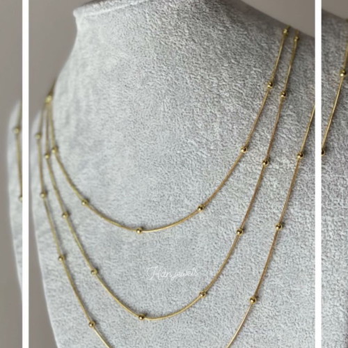 Triple necklace made of gold stainless steel new