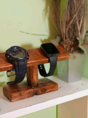 Handmade olive wood watch stand new