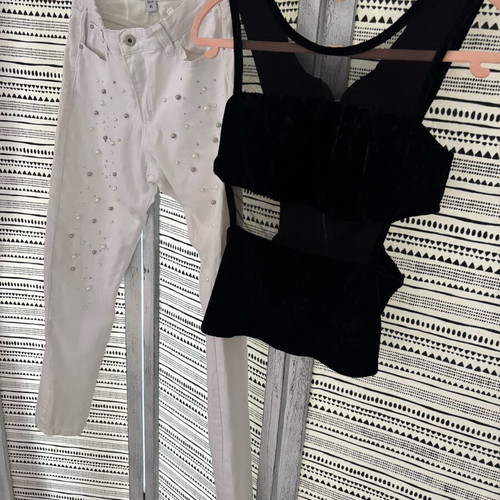 White summer pants with beads XL like new