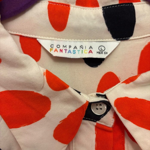 Compania Fantastica polka dot shirt like new, black and orange, size L