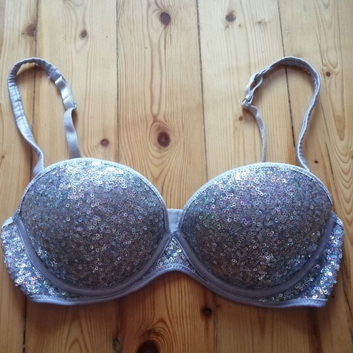 H&M shiny sequin balconette bra size 75B