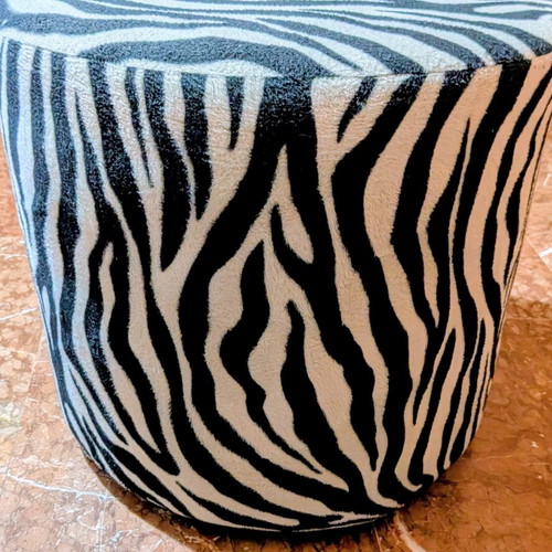 Handmade stool pouf zebra print like new