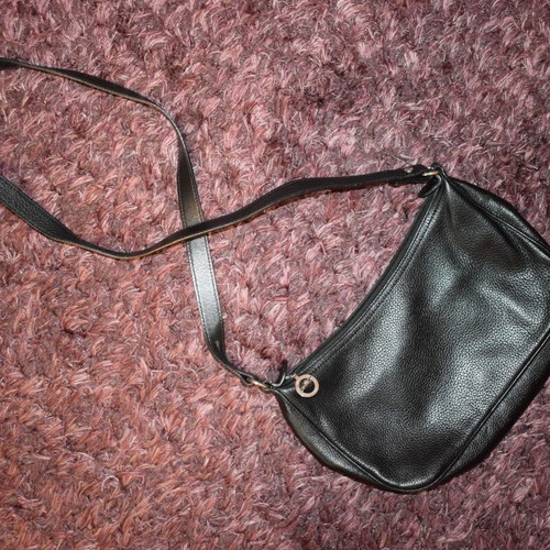 Longchamp leather black crossbody bag like new