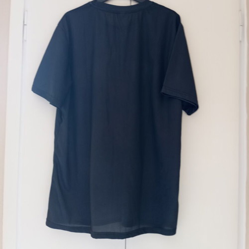 Black synthetic T-shirt with front print, XL