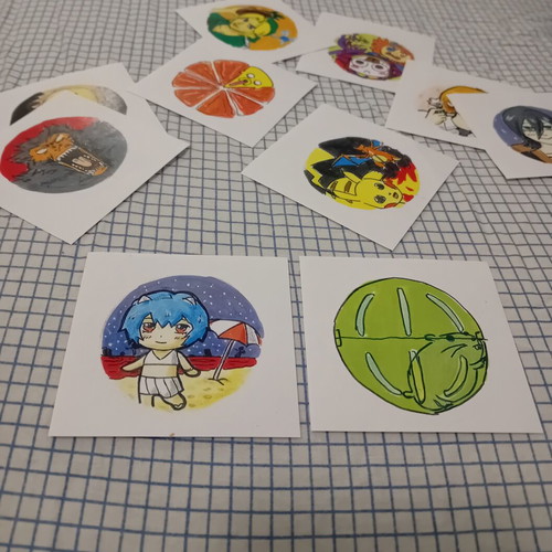Set of 10 Hand-Drawn Anime and Gaming Stickers, A4 Art Sheet