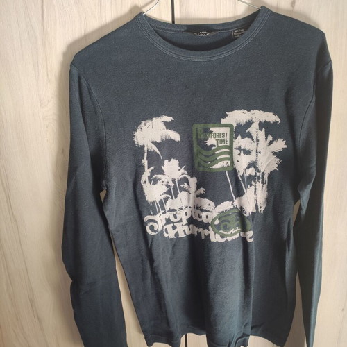 Zara Man long-sleeve shirt used, black with Rainforest Time print, sizes M L