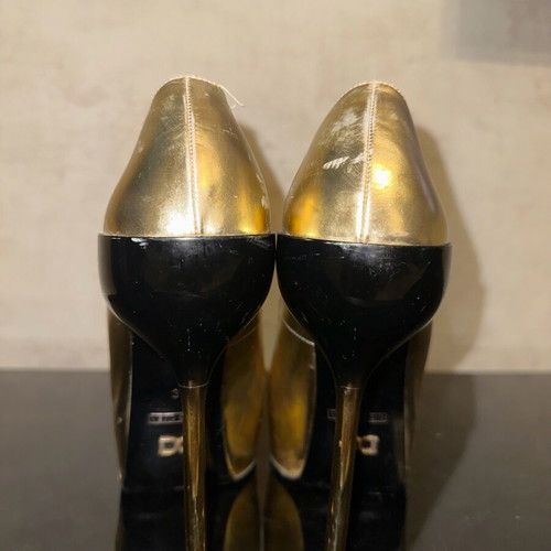 Dukas pumps used, gold-black, size 37, stiletto heel