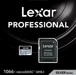 2 Χ Lexar Professional SDXC 64GB UHS-I U3 1066x