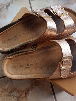 Sandals platform size 38 used, brown and gold