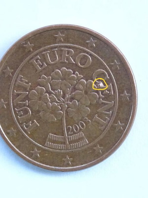 5 Cent Euro Coin 2003 Austria used with mint error
