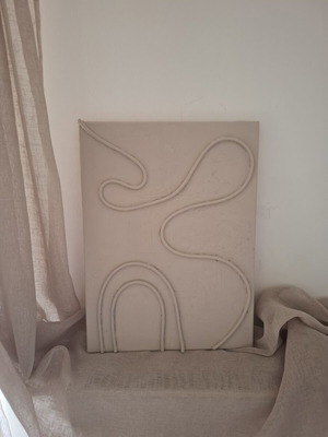 Handmade Minimal Canvas Painting in Sand Grey, New