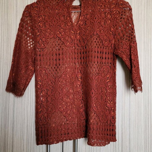 Zara women's blouse like new, lace dark terracotta size M