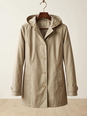 Zara short trench coat with hood like new, beige, size M