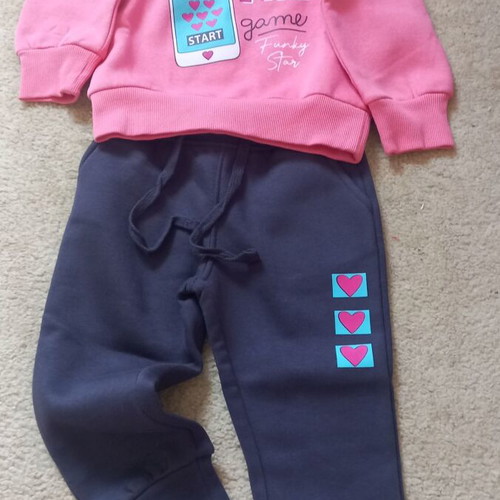 Girls' tracksuit 2 years new, blue and pink Funky