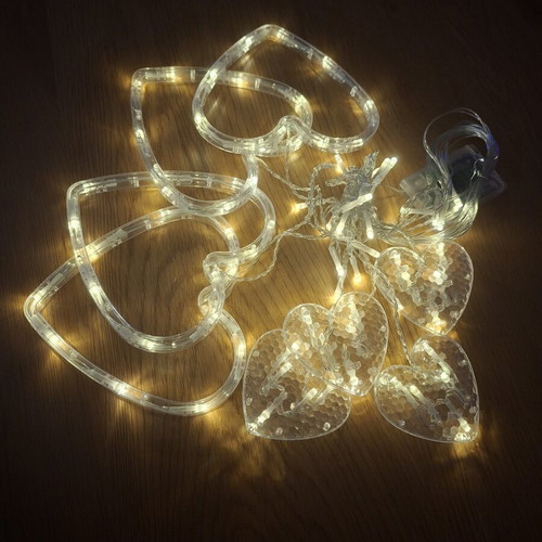 80 LED string lights with 8 heart shapes, 2.45m