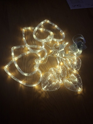 80 LED string lights with 8 heart shapes, 2.45m