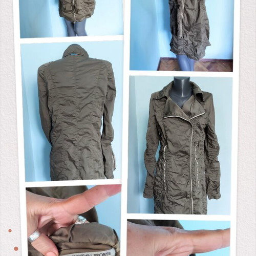 Marc Cain sports designer trench coat, asymmetrical long style