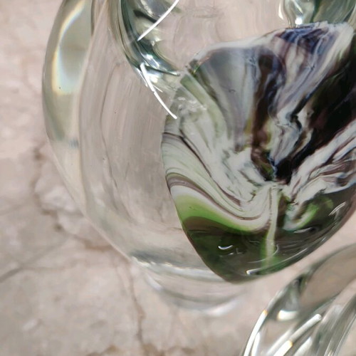 Vintage glass set Jiří Šuhájek used, vase and ashtray