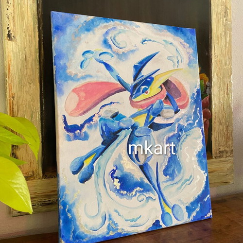 Pokemon Greninja Watercolour Painting 30x40cm New
