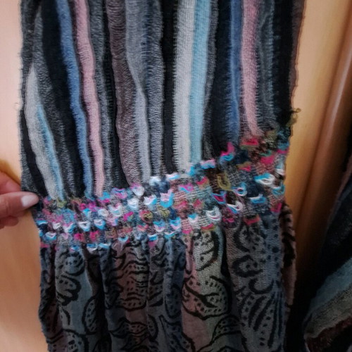 Knitted thin scarf new black with patterns and details