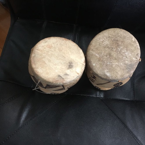 African drums from Zambia 18 cm wooden vintage used