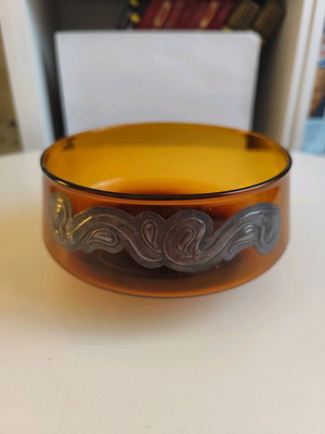 Handmade glass bowl Pure Silver 1000 ELMEO like new