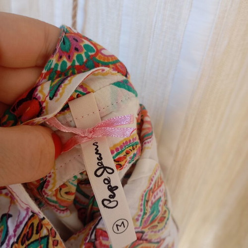 Pepe Jeans φλοράλ boho φόρεμα, άσπρο πολύχρωμο, μέγεθος M