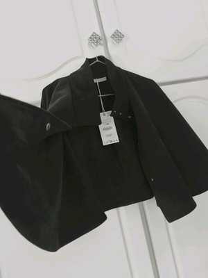 Women's short black suede cape Zara new, size M-L