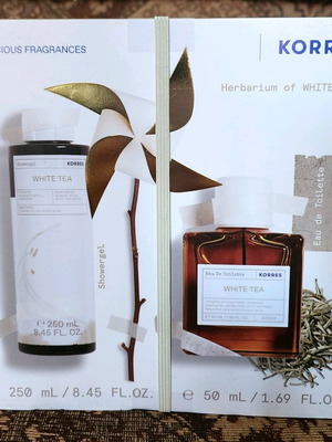 Korres комплект Herbarium of White Tea нов с аромат и душ гел