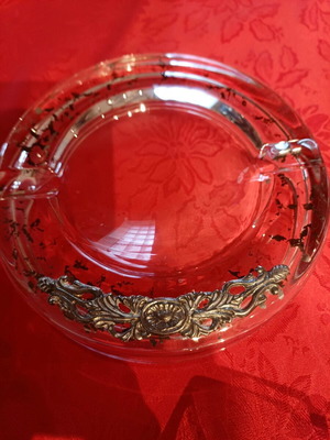 Crystal ashtrays like new with silver finish