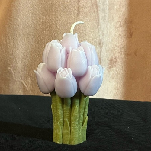 Decorative tulip candle like new, handmade from plant-based wax