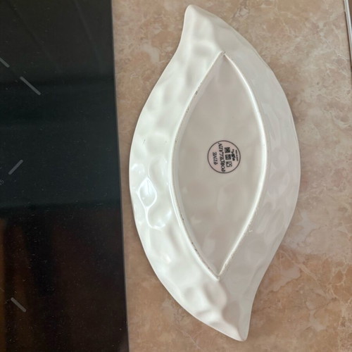 Inart porcelain platter, 61 cm, gold rim, almond shape