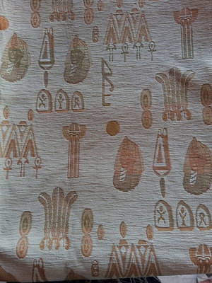 Decorative pillow fabric with Egyptian motifs, new, ecru color