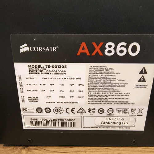 Corsair AX860 Power Supply used