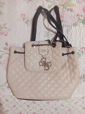 Guess backpack used, beige and black