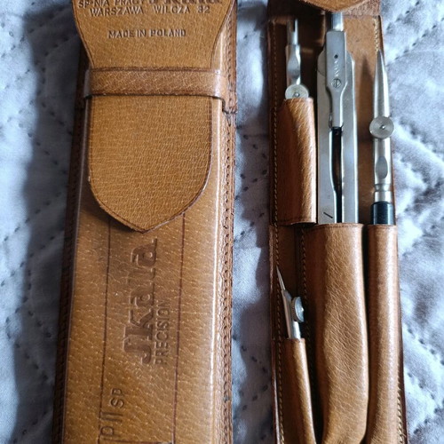 Drafting tools new in natural leather case