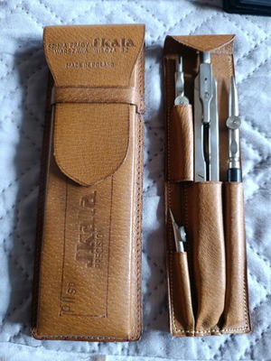 Drafting tools new in natural leather case