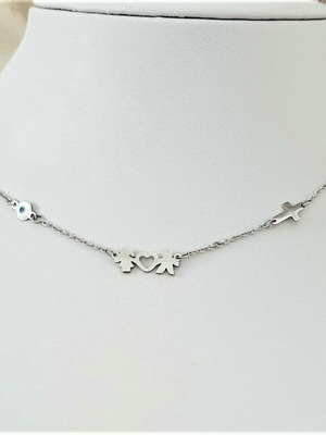 Necklace Family Girl Boy stainless steel, new, silver color