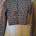 Bershka crop top sweater, brown patterned, size S