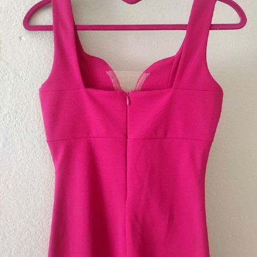 Fuchsia midi dress like new, size Small with slit and chest transparency