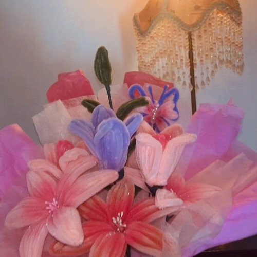 Dream Bouquet made to order with 7 flowers and butterfly