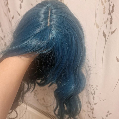 Dark Blue Wavy Wig new made of high-quality synthetic fibers