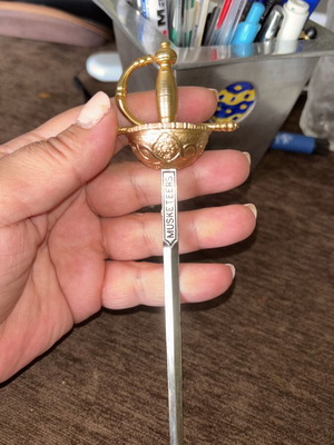Vintage Metal Letter Opener Musketeers like new