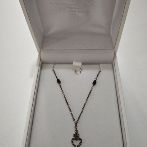 Women's Necklace Rose Gold 9 Carat Heart with Black Zircon, Like New
