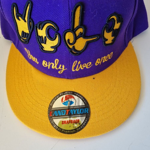 Landtaylor Snapback Hat "You Only Live Once" purple and yellow