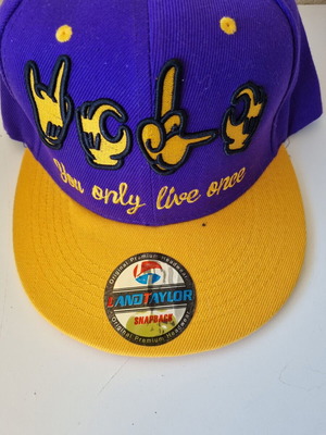 Landtaylor Snapback Hat "You Only Live Once" purple and yellow