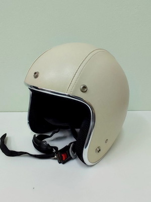 Old School Retro Decorative Helmet new, beige leatherette